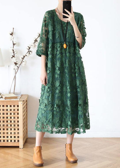 O Neck Half Sleeve Dress Inspiration Green Maxi Dress