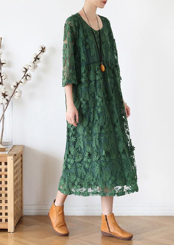 O Neck Half Sleeve Dress Inspiration Green Maxi Dress