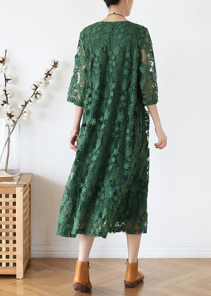 O Neck Half Sleeve Dress Inspiration Green Maxi Dress