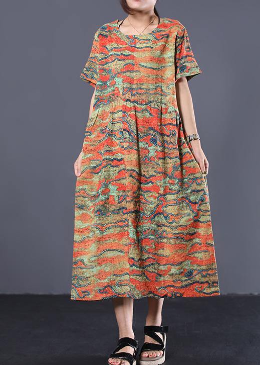 O Neck Linen Dresses Ideas Yellow Prints Dresses Summer