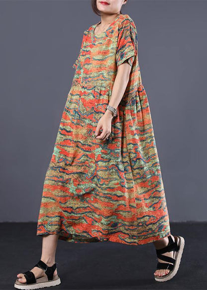 O Neck Linen Dresses Ideas Yellow Prints Dresses Summer