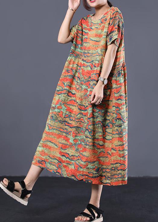 O Neck Linen Dresses Ideas Yellow Prints Dresses Summer