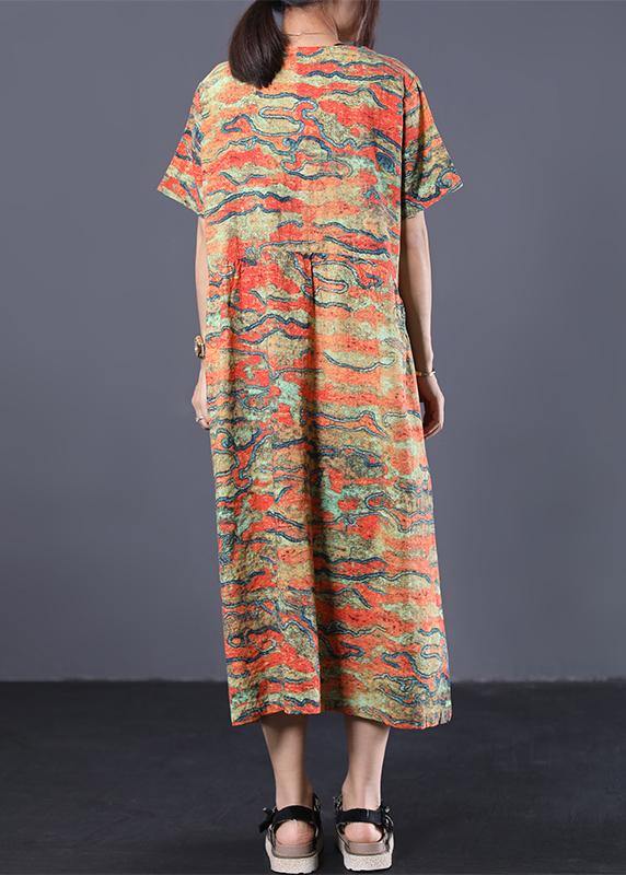 O Neck Linen Dresses Ideas Yellow Prints Dresses Summer