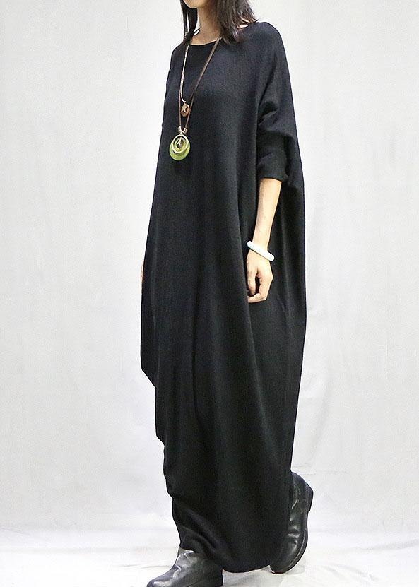 O Neck Long Sleeve Tunics Black Traveling Dress Fall