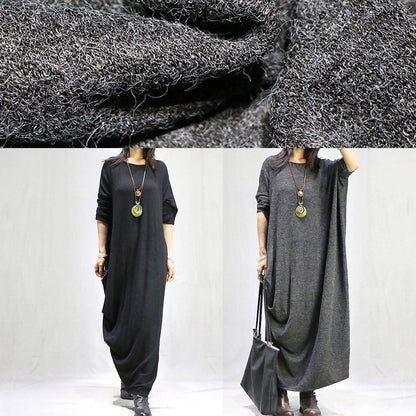 O Neck Long Sleeve Tunics Black Traveling Dress Fall