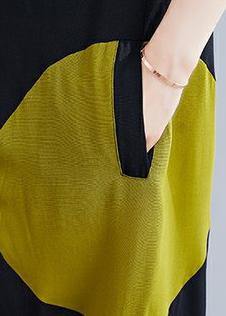 O Neck Patchwork Cotton Dress Red Dresses