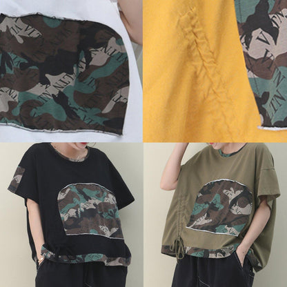 O Neck Patchwork Cotton Clothes for Shape White Blouse