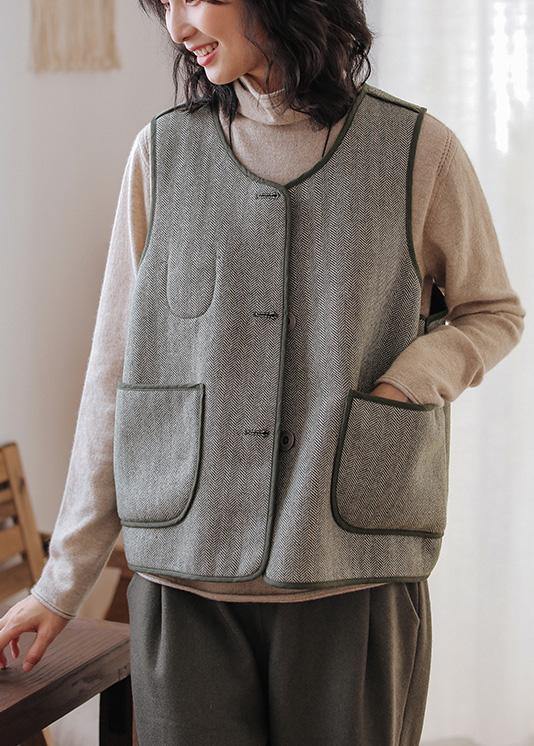 O Neck Sleeveless Cotton Shirts Two Ways to Wear Blackish Green Shirt