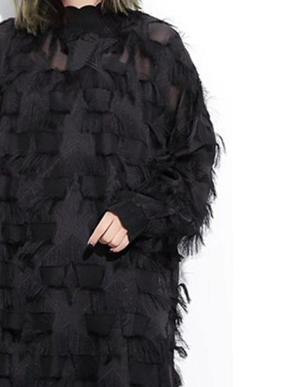 O Neck Tassel Outfit Work Outfits Black Dress