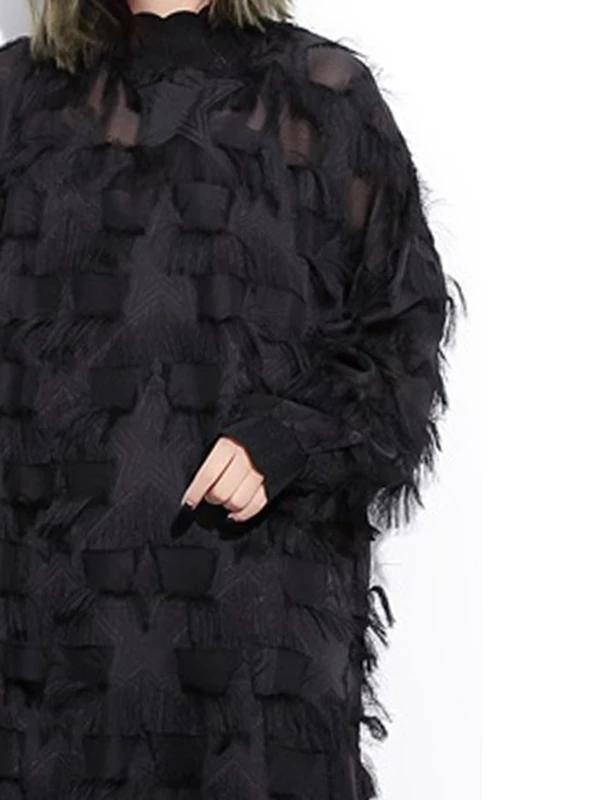 O Neck Tassel Outfit Work Outfits Black Dress