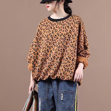 Women o neck tunic top Wardrobes yellow Leopard shirts