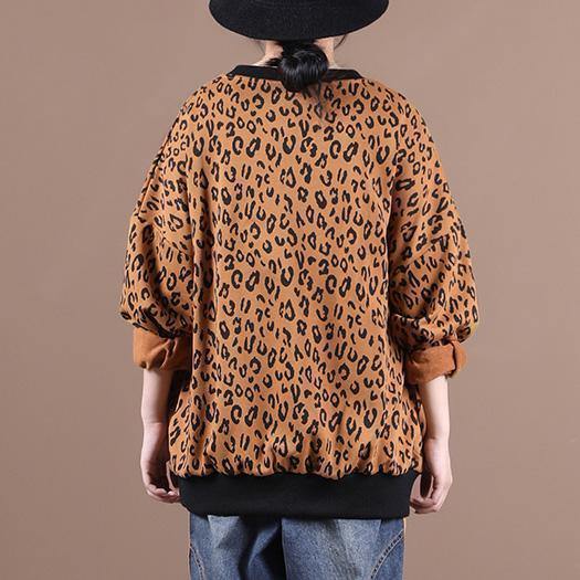 Women o neck tunic top Wardrobes yellow Leopard shirts