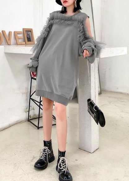 Off the Shoulder Summer Quilting Dresses Shape Gray Dresses