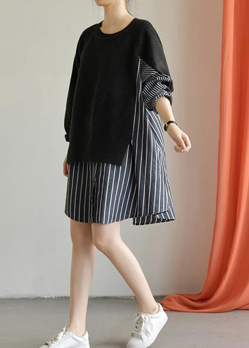 Patchwork Cotton Dress Wardrobes Black Dress Fall