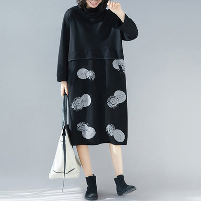 Patchwork Cotton Tunics for Korea Design Black Dresses