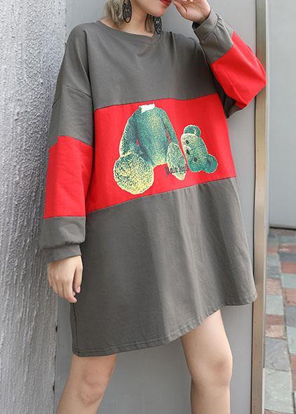Patchwork Cotton Box Top Tunic Tops Gray Top Fall