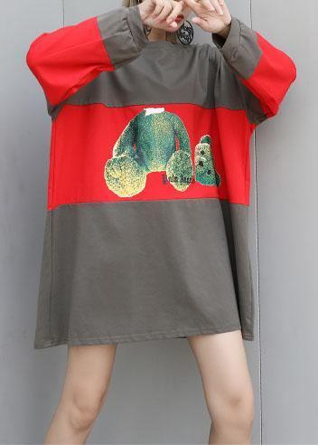Patchwork Cotton Box Top Tunic Tops Gray Top Fall