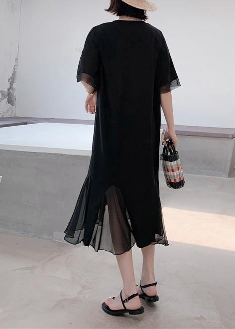 Patchwork Tulle Cotton Quilting Clothes Outfits Black Prints Long Dresses Summer