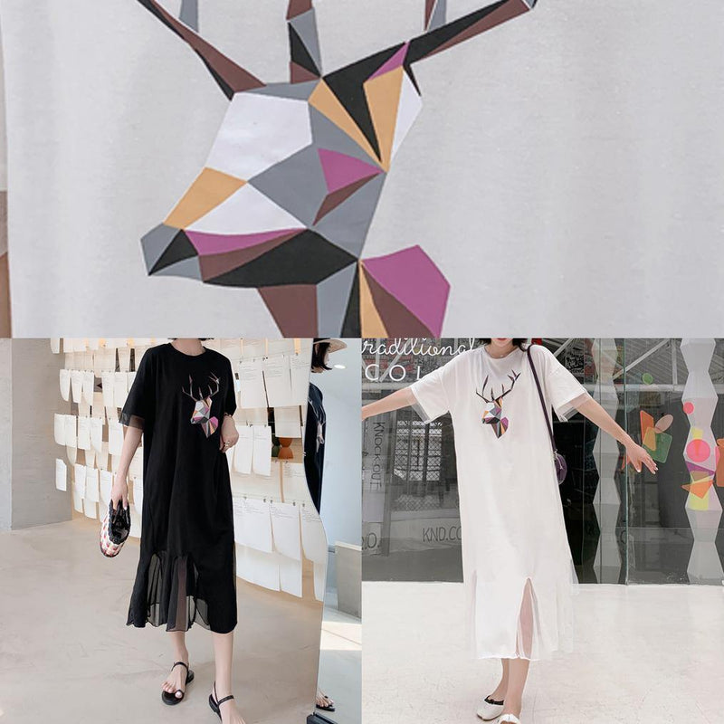 Patchwork Tulle Cotton Quilting Clothes Outfits Black Prints Long Dresses Summer