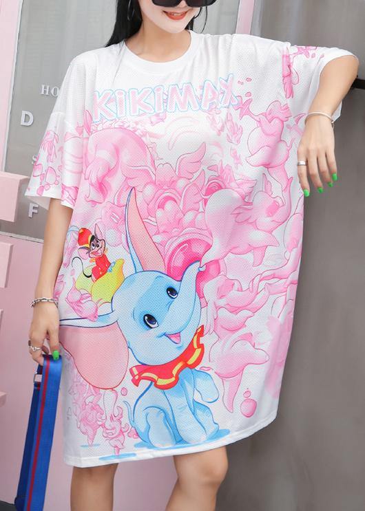 Pink Cotton Clothes Animal Print Short Summer Dresses