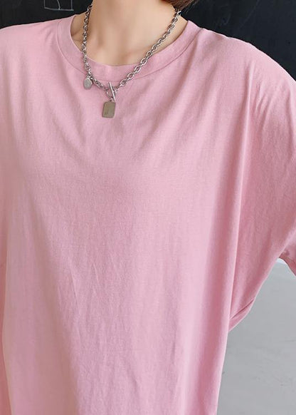Pink Dress O Neck Low High Design Dresses Summer Dress