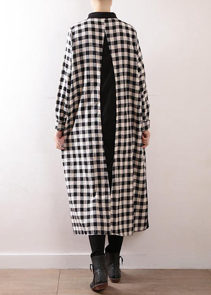 Plaid Cotton Clothes for Lapel Collar Art Autumn Shirt Dress