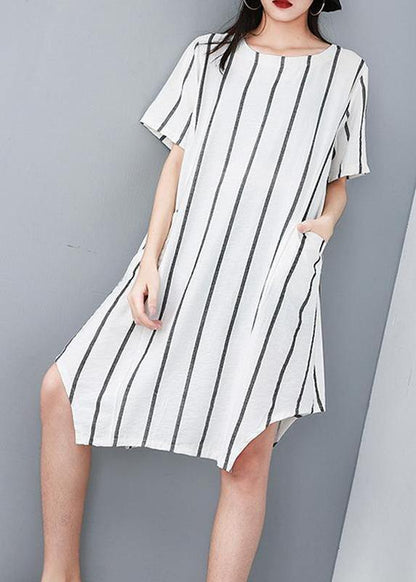 Summer Pullover Striped Irregular Dress