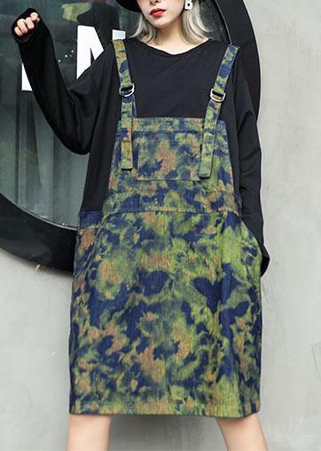 Prints Cotton Clothes False Two Pieces Cotton Fall Dresses