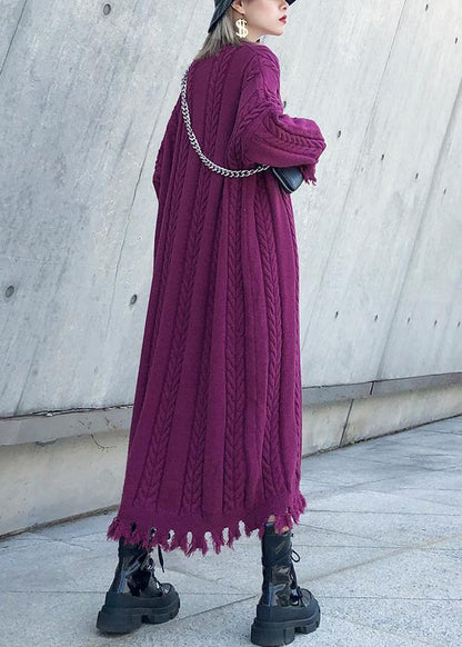 Purple Sweater Dresses Refashion Cable Largo Tassel Sweater Dress