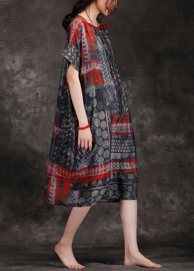 Red Black Dotted Silk Wardrobes O Neck Shift Summer Dress