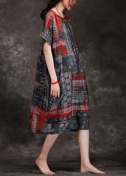 Red Black Dotted Silk Wardrobes O Neck Shift Summer Dress