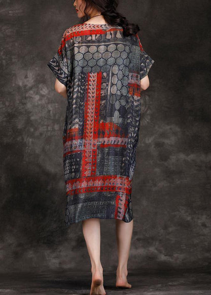 Red Black Dotted Silk Wardrobes O Neck Shift Summer Dress