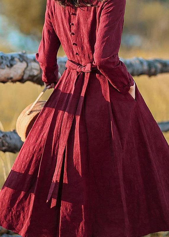 Red Clothes Stand Collar Extra Large Hem Clothing Spring Dresses