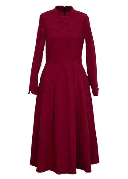 Red Clothes Stand Collar Extra Large Hem Clothing Spring Dresses