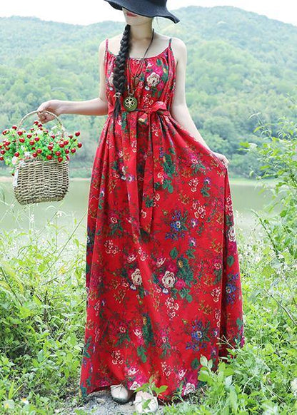 Red Cotton Linen Tunics Organic Tutorials Sleeveless Daily Summer Dress