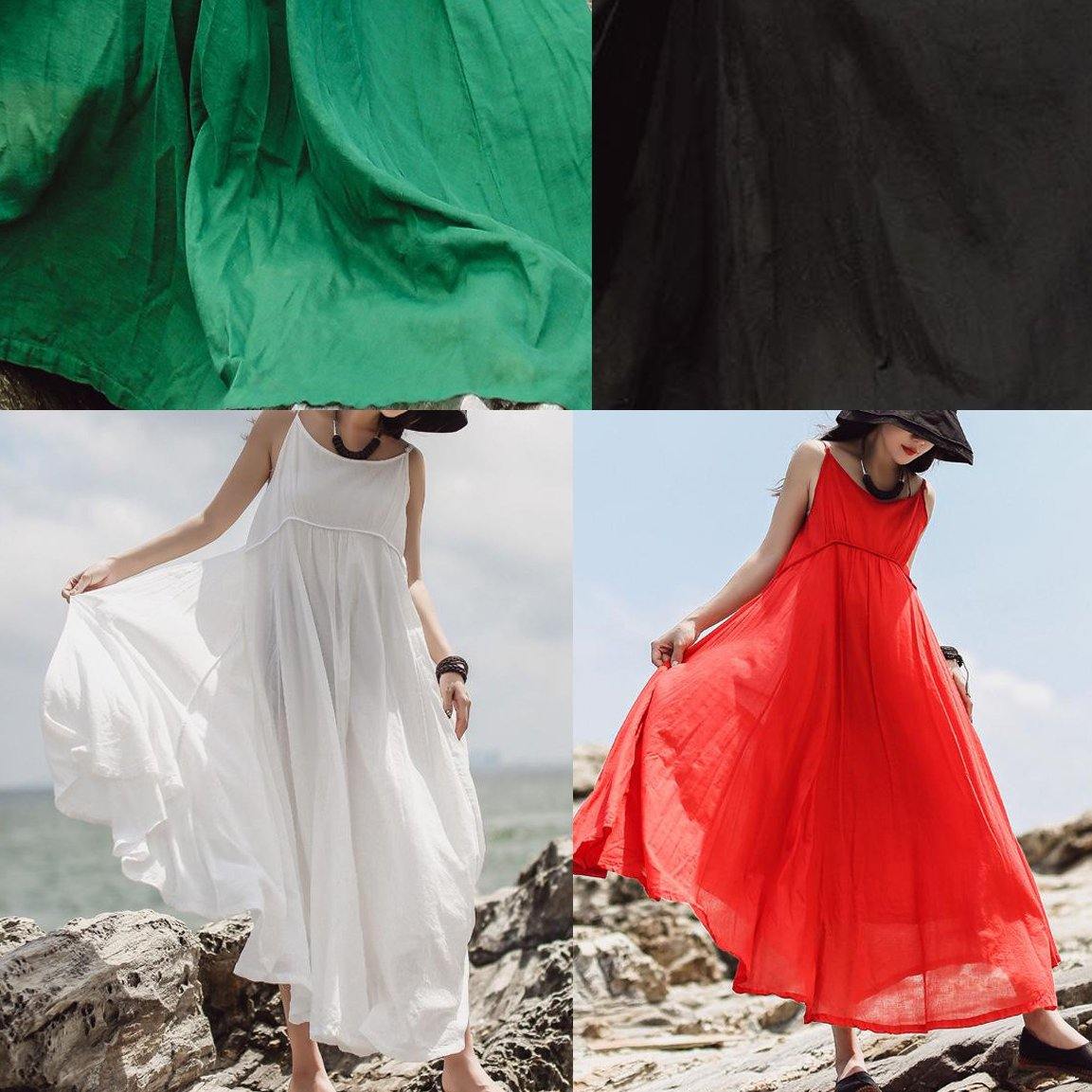 Red Sleeveless Clothes for Summer Color Double Layer Hem Dress
