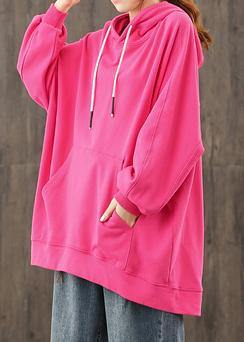 Women rose crane tops hooded drawstring short shirts
