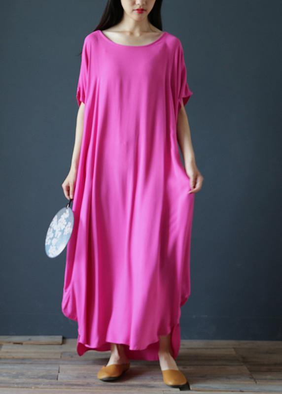 Rose Outfit O Neck Extra Large Hem Robes Summer Dress
