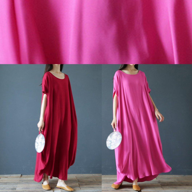 Rose Outfit O Neck Extra Large Hem Robes Summer Dress