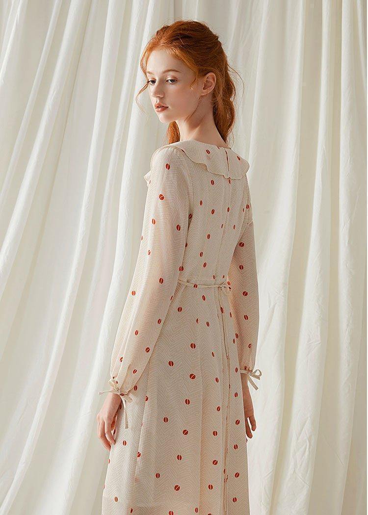 Ruffles Square Collar Chiffon Clothes for Shape Nude Dress Fall