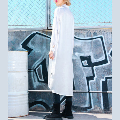 Side Open Cotton Quilting Clothes Pakistani Photography White Oversized Shirt Dress