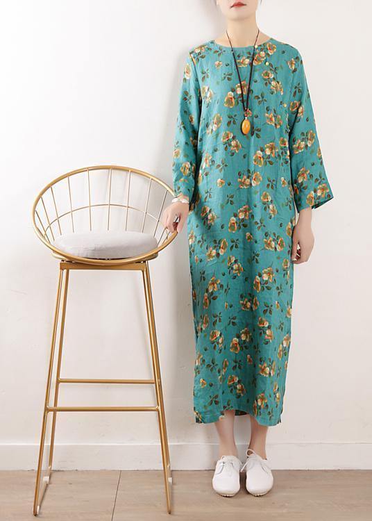 Side Open Linen Clothes for Shape Blue Dress Summer