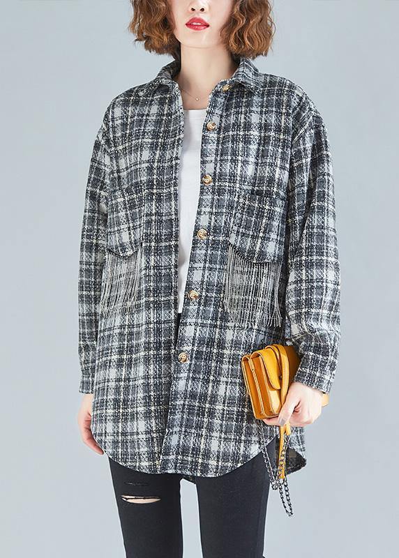 Women spring clothes For black plaid blouse