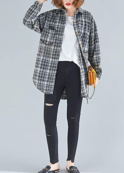 Women spring clothes For black plaid blouse