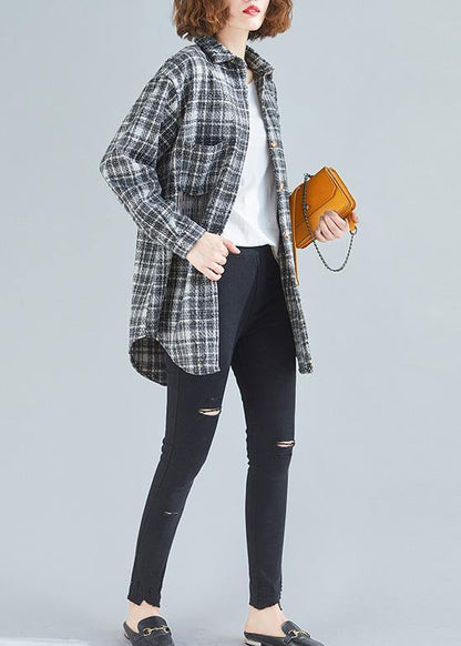 Women spring clothes For black plaid blouse