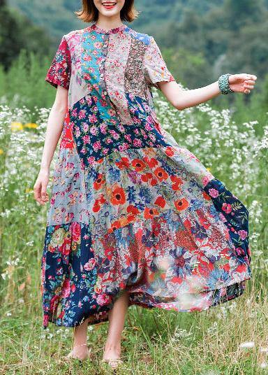 Stand Collar Extra Large Hem Cotton Tunics Runway Kaftan Dress