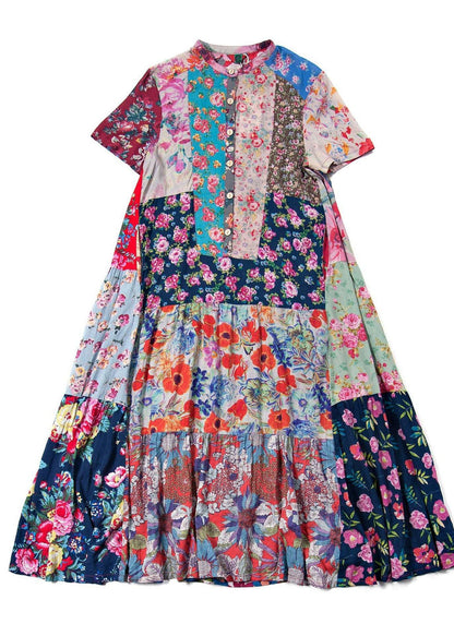 Stand Collar Extra Large Hem Cotton Tunics Runway Kaftan Dress
