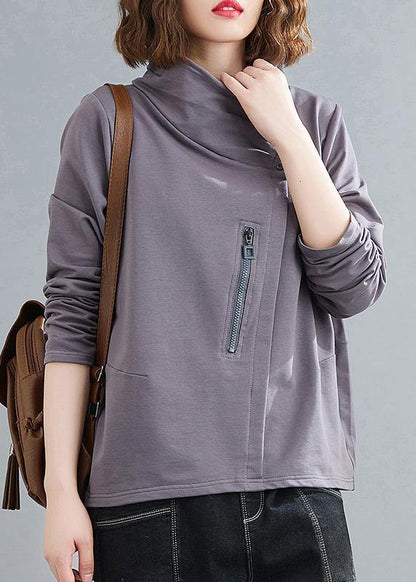 Women stand collar zippered clothes Photography gray blouses