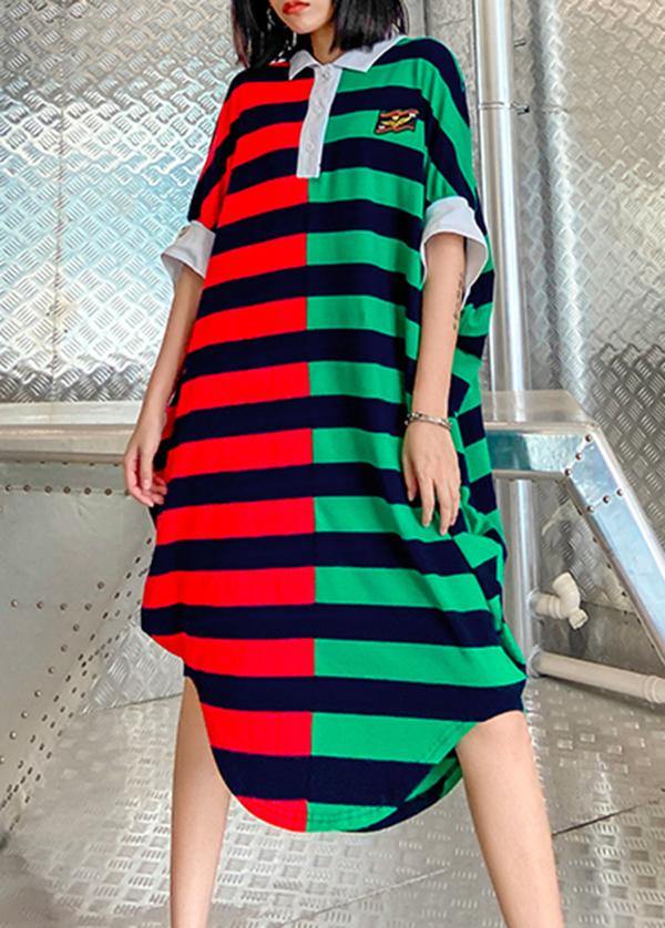 Striped Patchwork Cotton Pattern Summer Dress