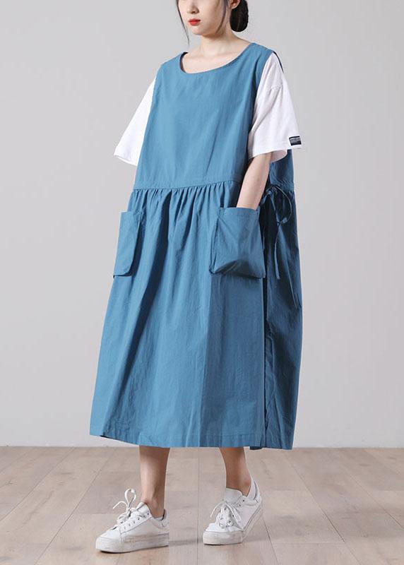 Tie Waist Khaki Cotton Big Hem Summer Holiday Dress